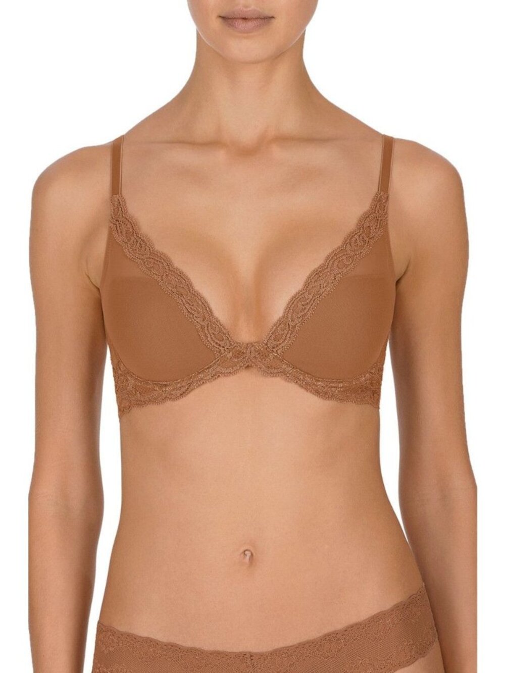 🆕 NATORI Feathers Underwire T-Shirt Plunge Bra 34DD Glow #730023 - Picture 4 of 10